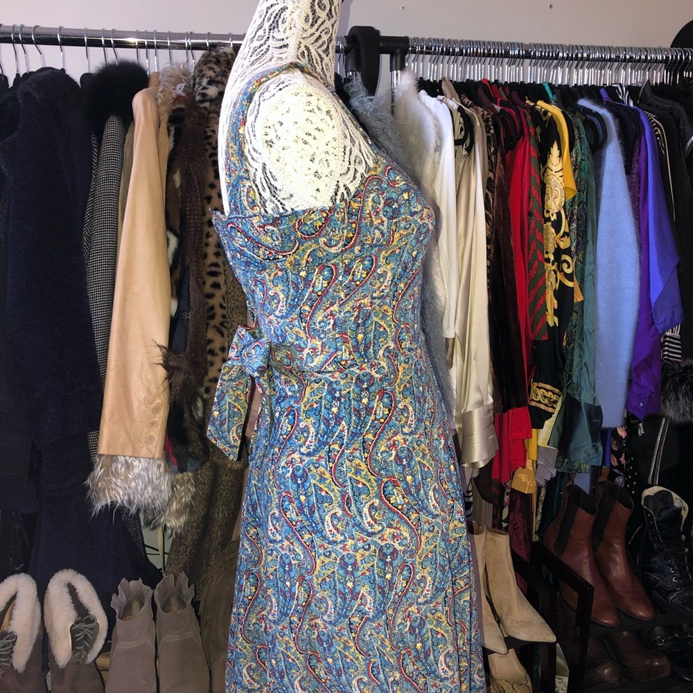 Vintage 1970’s paisley dress, xs fit - Picture 4 of 12